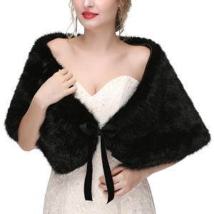 Luxurious Faux Furs Capelet for Brides and Bridesmaids Furry Shawl Wrap Bows Tie Boleros for Weddings and Photography