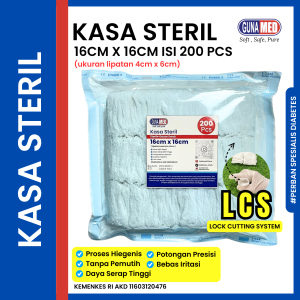 KASA STERIL 16CM X 16CM (lipat 4cm x 6cm) / KASA LIPAT / KASA PERBAL ISI 100 PCS & 200pcs