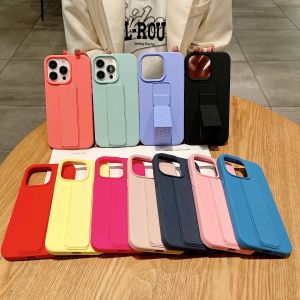 Soft Liquid Silicone Stand Case For iPhone 13 Pro Max 15 14 16 17 Shockproof Fleece Protection Phone Cover Funda Retail Package