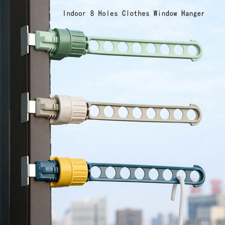 Window Hanger Rack Indoor 8 Holes Clothes Window Hanger Frame Drying Rack Balcony Laundry ...