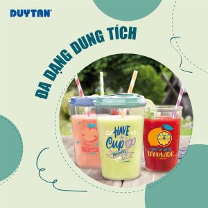 Ly Nhựa Trong DUY TÂN 600ml - 800ml | Có Nắp Cắm Ống Hút - Nắp Đậy An Toàn (Giao màu ngẫu nhiên)