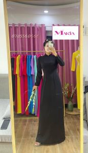 ÁO DÀI MÀU ĐEN TRƠN CHẤT VẢI LỤA MĨ-CAO CẤP CO GIÃN THÁM HÚT MỒ HÔI