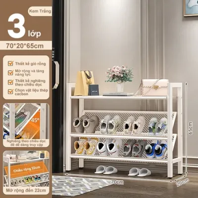 Kệ Giày đa năng Giá để giày bằng thép cacbon dạng lưới nghiêng Giá Dép Đen/Trắng đựng giày dép 3 4 5 tầng