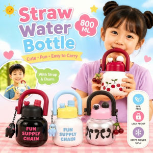 800ml Cute Water Bottle Large Capacity BPA-Free Leakproof Tumbler with Handle for Kids