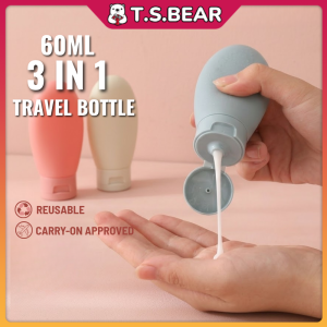 3 IN 1 Silicone Travel Bottle Set 60ml Reusable Shampoo Shower Gel Bottles Refillable Botol Travel Set Sabun Syampu T23