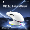 [Deliver In 72 hours]THUNDEROBOT ML7 Gaming Mouse With Charging Dock Long Battery Life Tri-mode Bluetooth Wireless Mose PAW3311 RGB Lighting 12000 DPI 65g Lightweight Design White Color. 