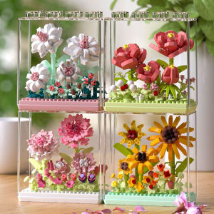 With protective cover blocks eternal flower building blocks sunflower carnation boys and girls gift toys