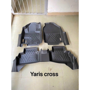 Sàn NHỰA 5D xe Toyota Yaris Cross đời 2022- 2025 hàng đúc nguyên khối tràn viền bộ 3 tấmdễ vệ sinh lau rửa