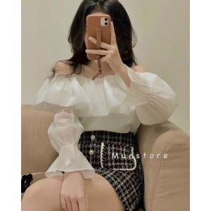 Áo Bẹt Vai Tay Bồng Công Chúa Cực Xinh TB17 / Áo Kiểu Nữ Trễ Vai Tay Dài Phồng Xinh Xắn