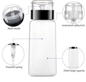250ml Plastic Nail UV Gel Polish Removal Water Empty Press Dispenser Bottle
