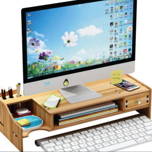 Kệ màn hình máy tính để bàn bằng gỗ có hộc kéo KMT6