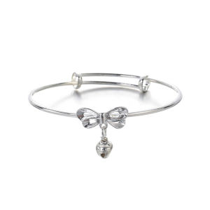 【♡Lovely girls house♡】Korean Style Bow Tie Bells Adjustable Bracelet for Women Girls Best Friend Simple Silver Jewellery Gift for Friends