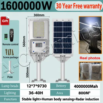 Solar Street Light Outdoor waterproof IP67 solar light 800000W street lamp 9730LED heavy duty 1200000W 1600000W with remote control 800000mah stable light and intellisense suitable for yard fence garden terrace front door shed deck
