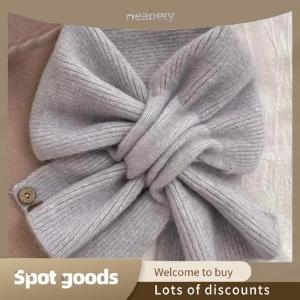 Heabety Fashion Neck Guard Shawl Solid Color Cross Scarf Knitted Neckerchief Wrap Neck Warmer Women