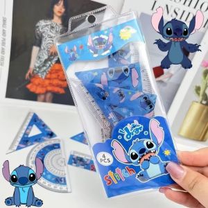 Kawaii Stitch Thước 4 Bộ Dành Cho Học Sinh Thước Thước Thước Thước Tam Giác Thước Đa Năng Đo Bộ Dụng Cụ