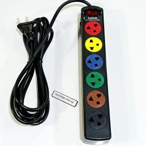 Ổ cắm điện LiOA 6 lỗ cắm dây dài 3m dòng điện 10A (Max 2200W) bảo vệ tải CB Switch On/Off (6SND3)
