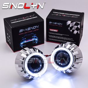 Sinolyn Auto Car Projector Lens Bi-xenon 2.5 inch LED Angel Eyes Running Lights Kit H4 H7 Headlights Lenses H1 HID LED Bulb Accessories
