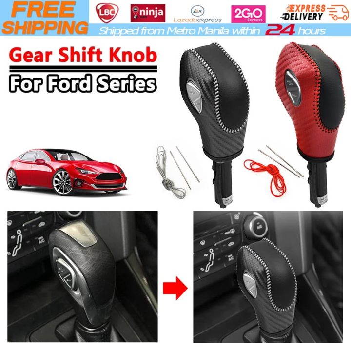 【Local Warehouse】Car PU Carbon Look Gear Shift Knob Cover for Ford