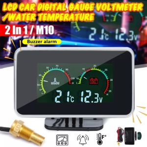 LCD Combination Chart for 12v/24v Cars with Pressure, Voltage, and Temperature Sensors - 3 in 1 Universal Gauge