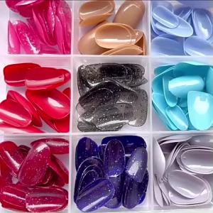 288pcs Short Oval 12 Colors Mixed Solid Color Nail Art Tips Set