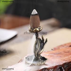 [COD] zhangyuqing Pure copper backflow incense Buddha hand lotus brass incense frame incense Zen tea ceremony table tea table furnishings