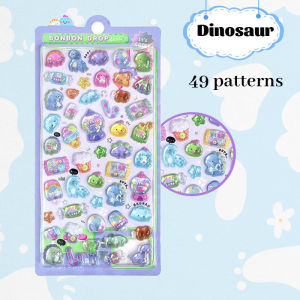 Geetoy 3D Crystal Diamond Embossed Sticker Cartoon DIY Nail Aesthetic Relief Stickers Gift for Kids