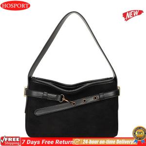 [HOM] PU Leather Large Capacity Underarm Bag Belt Design Handbag for Women Ladies Work Shopping Travel Daily Use
