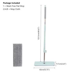 ไม้ถูพื้นรีดน้ำ ไม้ถูพื้นแบบแบนรีดน้ำ หมุนได้360 ไม้ถูพื้นแบบรีดน้ำในตัว ไม้ถูพื้นหัวแบน แถมผ้า2ผืน Flat Mop ม็อบดันฝุ่น ไม้ถูพื้น Lazy Mop
