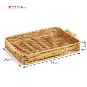DOHOHO Độ cứng Giỏ đựng đồ bằng mây đan Hộ gia đình 4 Kiểu Dáng Đĩa điểm tâm bánh ngọt và trái cây sấy khô Dệt thủ công Bánh mì Trái cây Rau củ Giỏ hàng Nhà hàng phục vụ món ăn trên bàn trưng bày