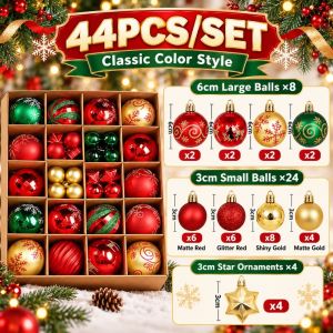 SG Ready Stock Christmas Ornament Set Tree Decor Balls LED Lights Santa Deer Wreath Xmas Holiday Decoration