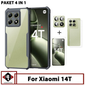 Promo 4in1 Case Xiaomi 14T Transparan Free Screen Protector Camera dan Garskin Carbon