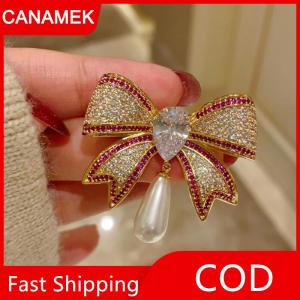 【CANAMEK】 Khí Rhinestone Bowknot trâm cài cho phụ nữ cô gái thời trang tinh tế Corsage thanh lịch phù hợp với pins quần áo phụ kiện Quà Tặng