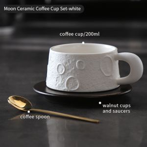 BINCOO Ceramic Coffee Mug with Spoon Saucer Creative High-end Cup for Household and Office Best Gift 200ML