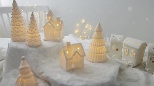 Christmas Ceramic Snowman With Light Table Decor Xmas Gift Ornament perayaan