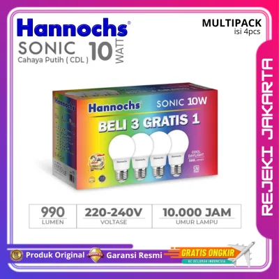Hannochs Lampu LED Paket MultiPack Beli 3 Gratis 1 Sonic 18W 13W 10W 6W Cahaya Putih - GARANSI RESMI