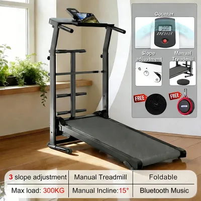 MY-HI Manual Treadmill Foldable Walking Pad Multi-functional LED Threadmill Exercise Equipment For Women