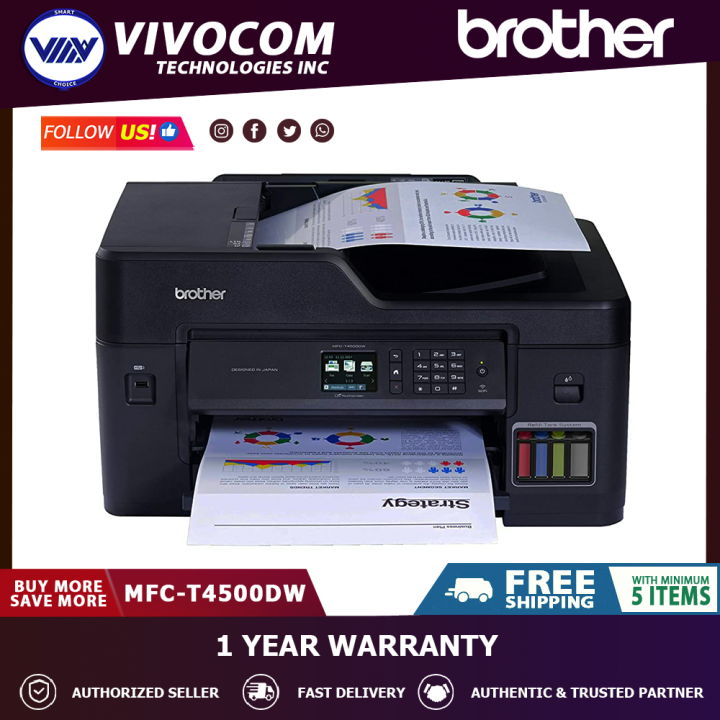 Brother MFC-T4500DW All-in-One Inktank Refill System Printer with Wi-Fi ...