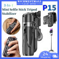【✅SG READY STOCK】RICHMENTMALL Portable Wireless Selfie Stick Tripod Stand 360° Rotation Handheld Gimbal Stabilizer Portable Bluetooth Foldable Selfie Stick Monopod for Live Phone Gopro Camera, with Wireless Remote & Tripod Stand LED Light for Smartphones. 