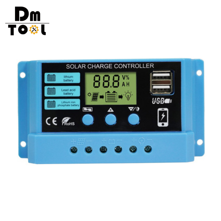 DM 12V/24V 10A 20A 30A PWM Solar Controller Charge and Discharge ...