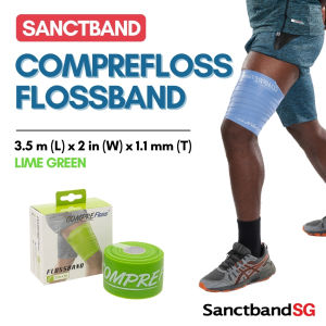 Sanctband COMPREFloss Flossband 2 inch x 3.5m Myofascial Release Flossbands Light Level Resistance Bands Lime Green