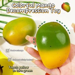 【Ready Stock&COD】DIVATEN Simulation Mango Pinching Toy Slow Rebound Color Changing Mango Squishy Toy Stress Release Decompression Toy Stress Relief