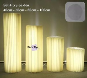 Đôn giấy trụ tròn xếp giấy giấy gấp trang trí tiệc tặng kèm đĩa