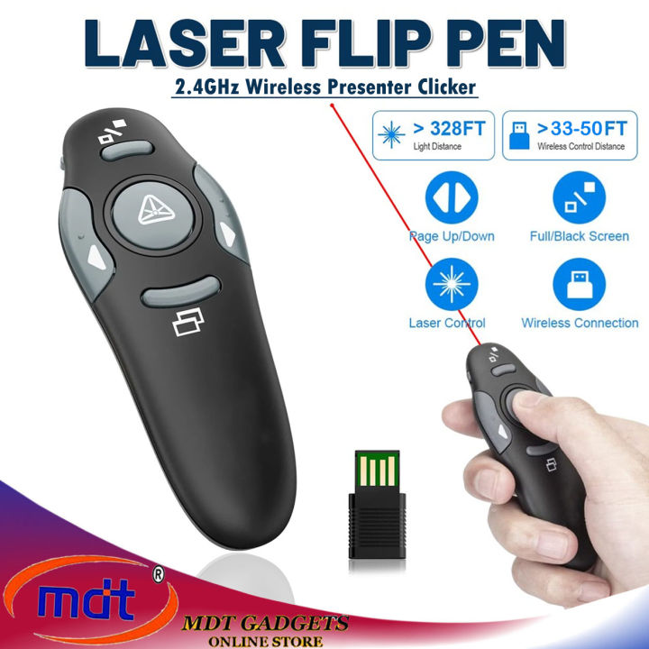USB 2.4GHz Wireless PPT PowerPoint Presenter Pointer Clicker Laser Remote Control With AAA Battery