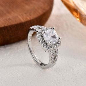 Cross-border bestseller: Moissanite four-prong square cut S925 Silver ring for women high-end luxury fashion jewelry in-stock wholesale 2026