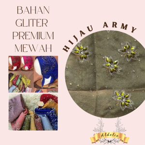 Hijab Payet Segiempat Pesta Mewah Terbaru Motif Full Swarovski Premium Sage Jilbab Kondangan BTG