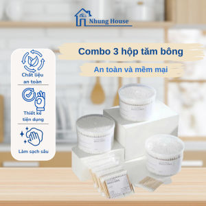 Combo 3 hộp tăm bông thân gỗ 2 đầu tròn xoắn (500 que/hộp) thân thiện môi trường an toàn cho trẻ