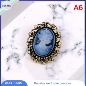 Aokago เข็มกลัดพลอยเทียมสำหรับผู้หญิงรูปปั้นหัวสไตล์กอทิกวินเทจ