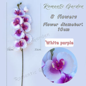 Artificial Flower 8 heads Orchid Branch Fake Flower Phalaenopsis Potted Plants Home Decor