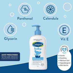 CETAPHIL  Baby Wash and Shampoo and Organic Wire and Sunflower Oil 400ml