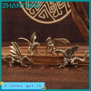 ZHANTONG Rắn brass pterosaur rồng bức tượng nhỏ Máy tính để bàn trang trí Trung Quốc thần thoại con thú bức tượng Retro nhà phong thủy trang trí